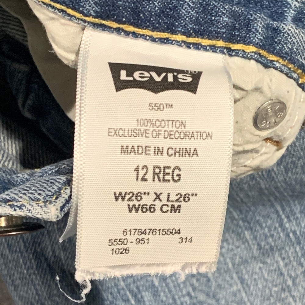 90s Boy's Levi's 550 Relaxed Fit Jeans Blue Denim W26 L26 Size 12‎ Regular - Picture 4 of 9